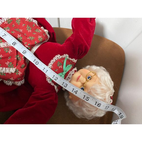 VINTAGE Mrs Claus Plush by Matrix Industries Velvet Red Dress Sits Christmas - Picture 6 of 8